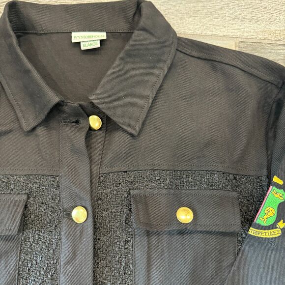 Ivy Storehouse Tweed Denim Black Jacket AKA Varsity Vintage Bomber Casual Style - Picture 8 of 8